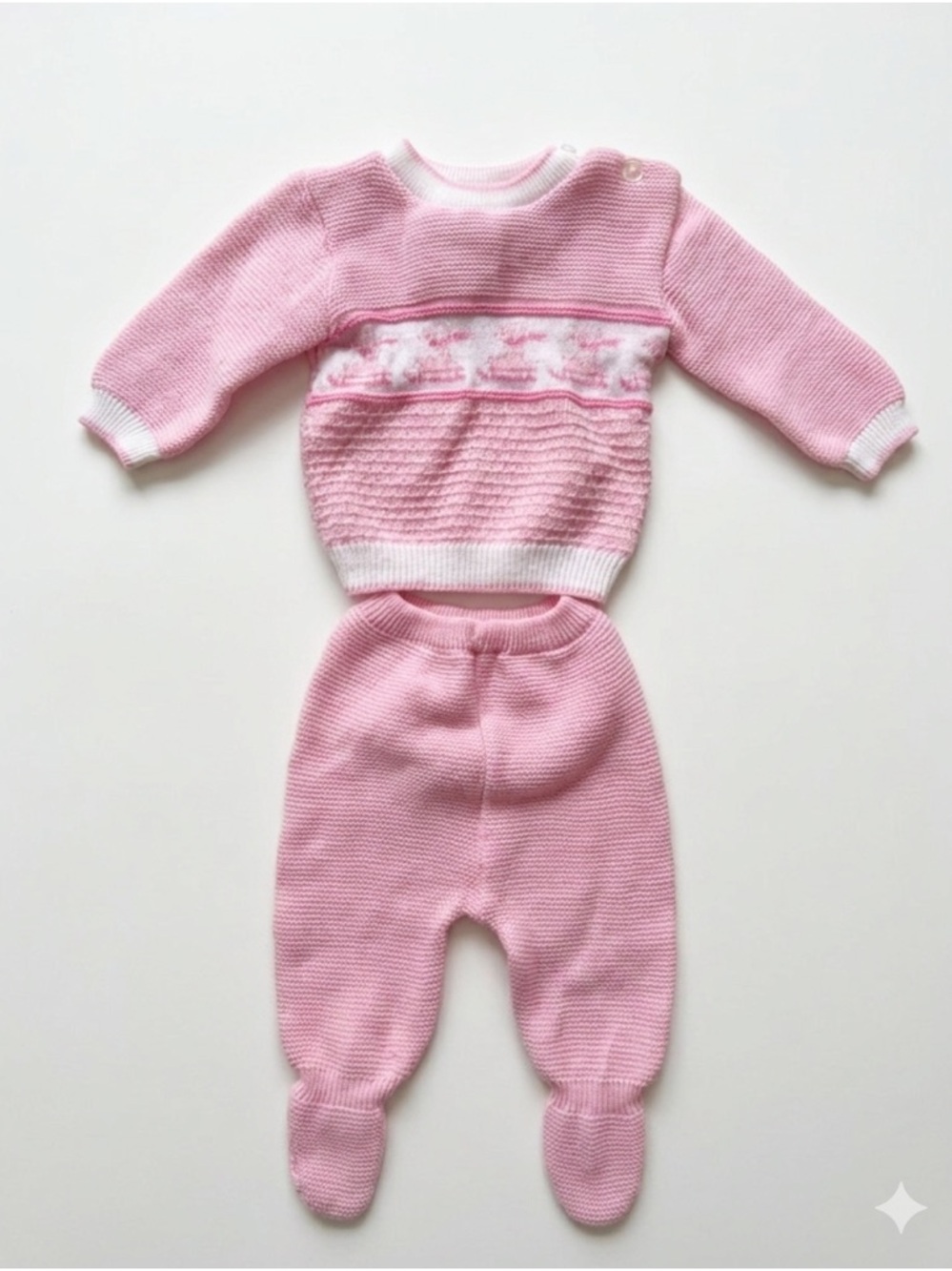 Vintage baby girl knit set Snuggle Alert 6/9 months